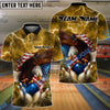 BlueJose Bowling And Pins Patriot Eagle Flag Thunderstorm Customized Name, Team Name 3D Shirt (4 Colors)