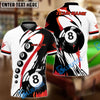 BlueJose Billiards Classic 8-Ball Black & White Personalized Name Shirt (4 Colors)