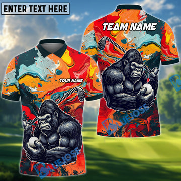 BlueJose Bigfoot Swing Golf Polo Shirt, Custom Name & Team Name Golf 3D Shirts