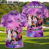 BlueJose Spooky Flamingo Halloween Funny Golf Shirt, Customized Name & Team Name 3D Shirts (4 Colors)