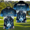 BlueJose Thunder Bear Golf Polo Funny Golf Polo Shirt, Customized Name & Team Name 3D Shirts (4 Colors)
