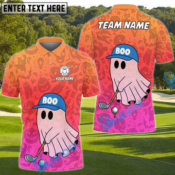 BlueJose Boo Ghost Funny Golf Polo Shirt, Customized Name & Team Name 3D Shirts (4 Colors)