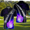 BlueJose Fireball Swing Golf Shirt, Customized Name & Team Name 3D Shirts (4 Colors)