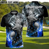 BlueJose Fire Wolf Polo Golf Shirt, Customized Name & Team Name 3D Shirts (4 Colors)