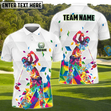 BlueJose Rainbow Swing Golf Polo Shirt, Custom Name & Team Name Golf 3D Shirts