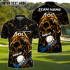 BlueJose Thunder Skull Golf Polo Shirt, Customized Name & Team Name 3D Shirts (4 Colors)