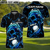 BlueJose Thunder Skull Golf Polo Shirt, Customized Name & Team Name 3D Shirts (4 Colors)