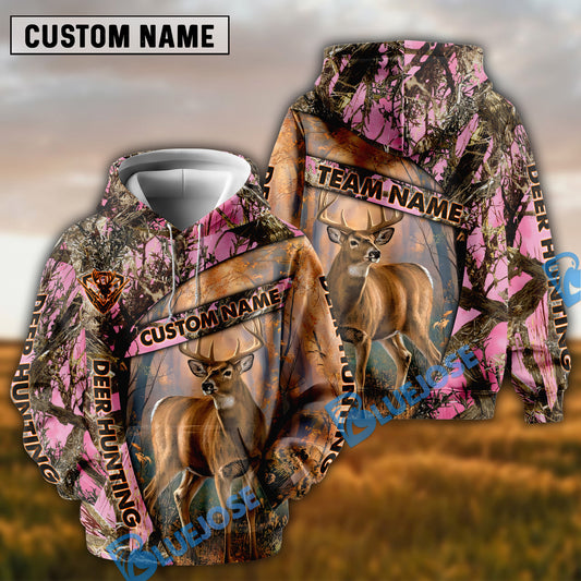 BlueJose Pink Camo Deer Hunting Hoodie Personalized 3D Hoodie For Hunting Lover
