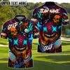 BlueJose Neon Skull Golf Monster Polo Shirt, Customized Name & Team Name 3D Shirts (4 Colors)