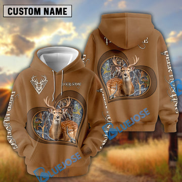 BlueJose Deer Hunting Heart Hoodie Personalized 3D Hoodie For Hunting Lover