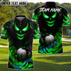BlueJose Halloween Skull Monster Golf Polo Shirt, Customized Name & Team Name 3D Shirts (4 Colors)