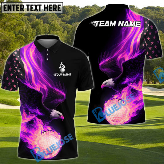 BlueJose Fire Eagle Golf Polo Shirt, Customized Name & Team Name 3D Shirts (4 Colors)