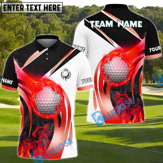 BlueJose Fire Swing Golf Polo Shirt, Customized Name & Team Name 3D Shirts (4 Colors)