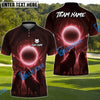 BlueJose Wolf Moon Swing Golf Polo Shirt, Customized Name & Team Name 3D Shirts (4 Colors)