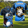 BlueJose Eagle Fire Golf Polo Shirt, Customized Name & Team Name 3D Shirts (4 Colors)