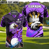 BlueJose Eagle Fire Golf Polo Shirt, Customized Name & Team Name 3D Shirts (4 Colors)
