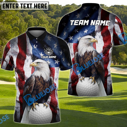 BlueJose American Eagle Golf Polo Shirt, Custom Name & Team Name 3D Shirts