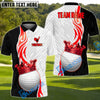 BlueJose Golf Ball Crown King Gradient Line Premium Multicolor Golf Polo Shirt, Customized Name & Team Name 3D Shirts (4 Colors)