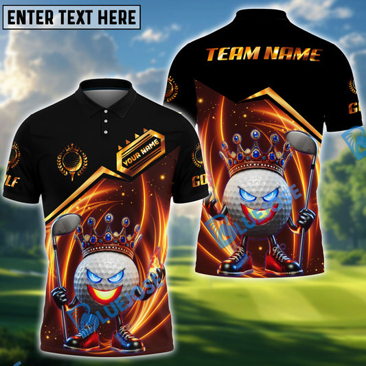 BlueJose King of Swing Golf Polo Shirt, Customized Name & Team Name 3D Shirts (4 Colors)