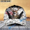 BlueJose Deer American Flag Scratch Camo Multicolor Options Personalized Name 3D Cap