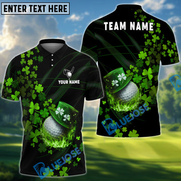 BlueJose Lucky Shamrock Golf Polo Shirt Custom Name & Team Name 3D Shirts