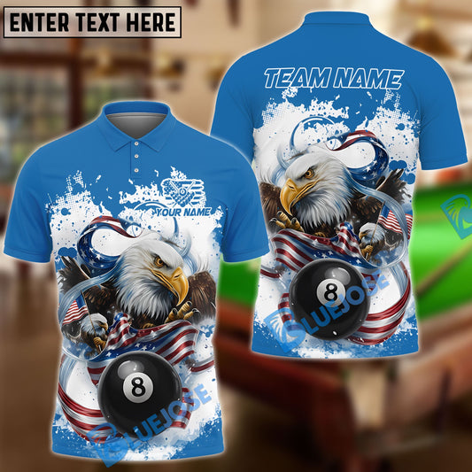 BlueJose Billiards 8 Ball Eagle Flag Patriot Blue Personalized Shirt