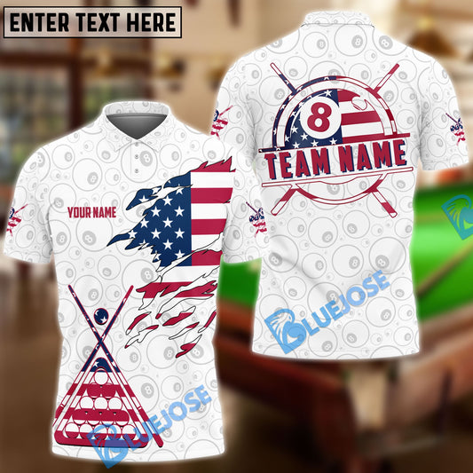 BlueJose Billiards Ball 8 And 9 White Ball Pattern US Flag Personalized Shirt (2 Colors)