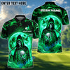 BlueJose Grim Reaper Fire Golf Polo Shirt, Customized Name & Team Name 3D Shirts (4 Colors)