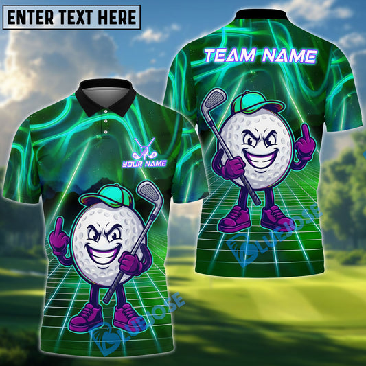 BlueJose Neon Swing Golf Polo Customized Name, Team Name 3D Shirts (4 Colors)