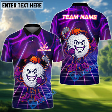 BlueJose Neon Swing Golf Polo Customized Name, Team Name 3D Shirts (4 Colors)