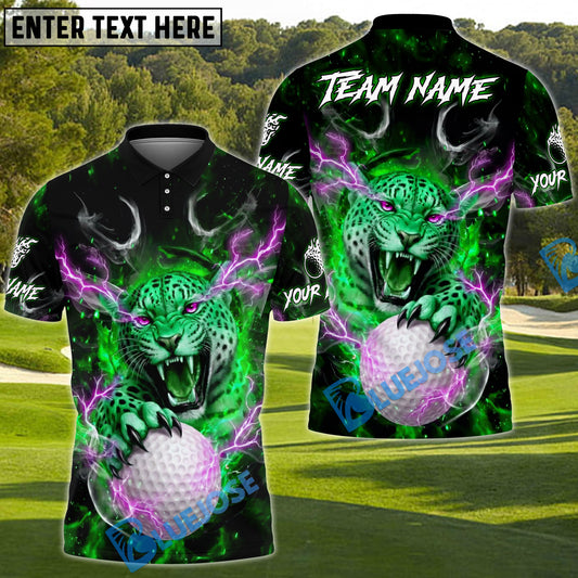 BlueJose Savage Leopard Golf Polo Customized Name, Team Name 3D Shirts (4 Colors)