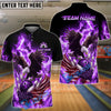 BlueJose Bowling & Pins Burning Eagle American Flag Patriot Customized Name, Team Name 3D Shirt (4 Colors)