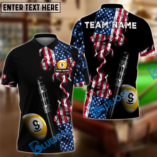 BlueJose Billiards Ball 8 And 9 American Smoke Flag Deep Fantasy Personalized Shirt (2 Colors)