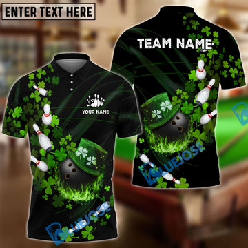 BlueJose Bowling Irish Leaf Flow Personalized Name, Team Name 3D Shirt