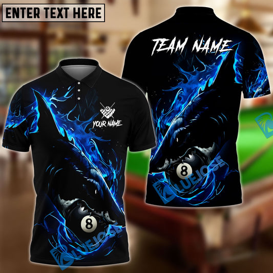 BlueJose Billiards Ball 8 Dark Shark Customized Name, Team Name 3D Shirt (4 Colors)