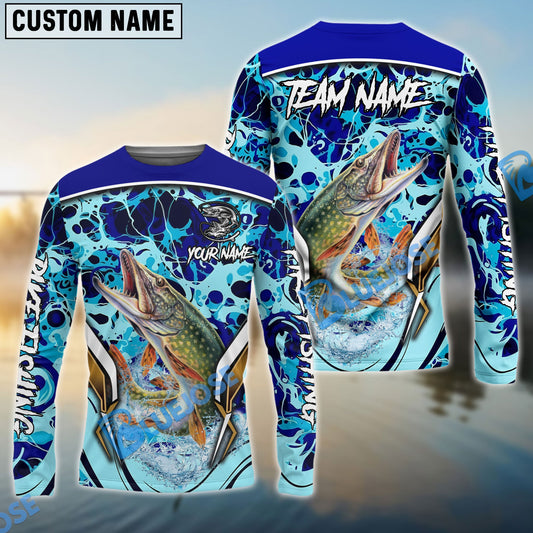 Bluejose Pike Fishing Blue Fiction Sea Custom Name & Team Name 3D Shirts