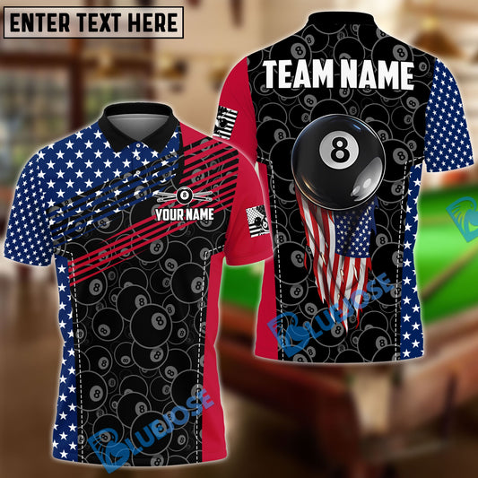 BlueJose Billiards Ball 8 And 9 American Flag Fly Up Personalized Shirt (2 Colors)
