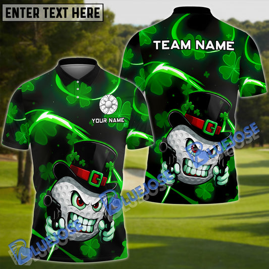 BlueJose Irish Cowboy St. Patrick Day Golf Polo Shirt Customized Name, Team Name Shirts