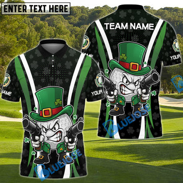 BlueJose Funny Irish Cowboy St. Patrick Golf Polo Shirt Customized Name, Team Name Shirts