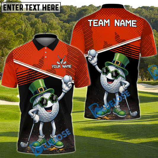 BlueJose Shamrock Swing Golf Polo Customized Name, Team Name 3D Shirts (4 Colors)