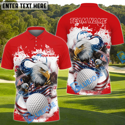 BlueJose American Eagle Power Golf Polo Customized Name, Team Name 3D Shirts (4 Colors)