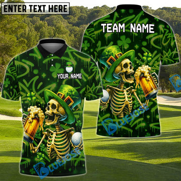 BlueJose St. Patrick‚Äôs Beer & Birdies Golf Polo Shirt Customized Name, Team Name Shirts