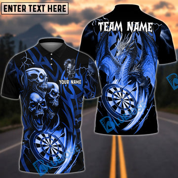 BlueJose Darts Dragon And Skull Multicolor Options Personalized Name Shirt (6 Colors)