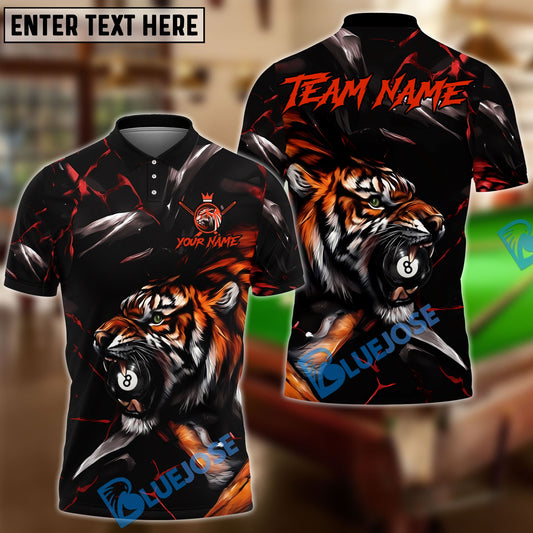 BlueJose Billiards 8 Ball Tiger King Customized Name, Team Name 3D Shirt (6 Colors)