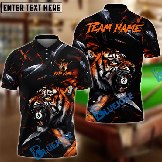BlueJose Billiards 8 Ball Tiger King Customized Name, Team Name 3D Shirt (6 Colors)