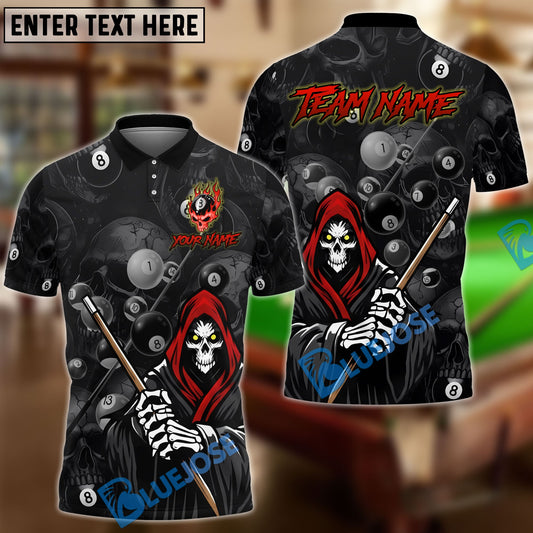 BlueJose Billiards 8-Ball Dead Reaper Cue Personalized Name Shirt (4 Colors)