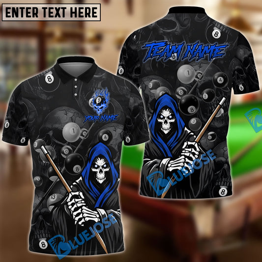 BlueJose Billiards 8-Ball Dead Reaper Cue Personalized Name Shirt (4 Colors)