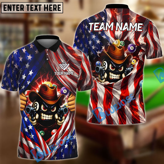 BlueJose Billiards 8 Ball Grumpy Cowboy American Flag Personalized Shirt