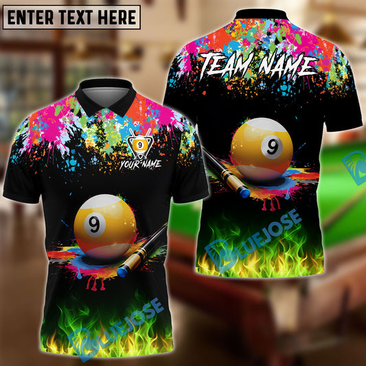 BlueJose Billiards 9 Ball Cue Paint Splash Personalized Shirt