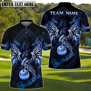 BlueJose Dragon Fairway Golf Polo Customized Name, Team Name 3D Shirts (4 Colors)